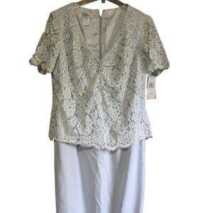 NWT Mother of the Bride long Baby Blue/ grey-white/ lace top